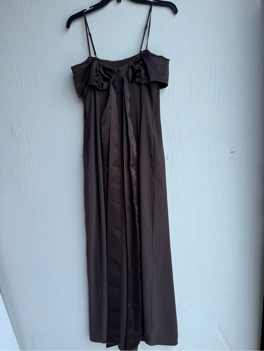 Adam Lippes Chocolate Brown Wide-Leg Spaghetti-Strap Jumpsuit - Picture 7 of 8